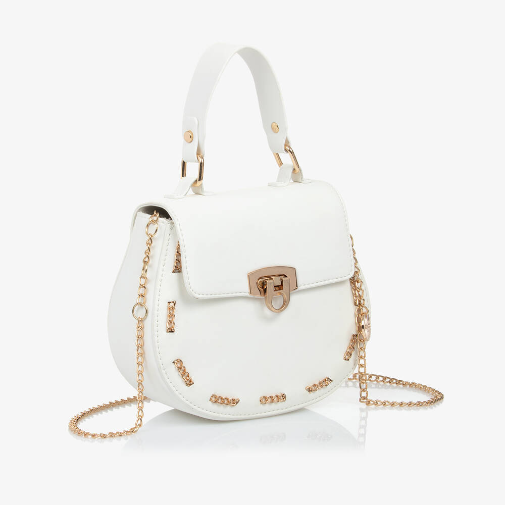 Abel & Lula-Girls Ivory Faux Leather Bag (18cm) | Childrensalon