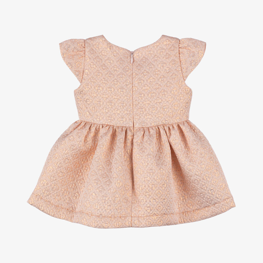 Angel's Face-Baby Girls Pink & Gold Jacquard Dress | Childrensalon