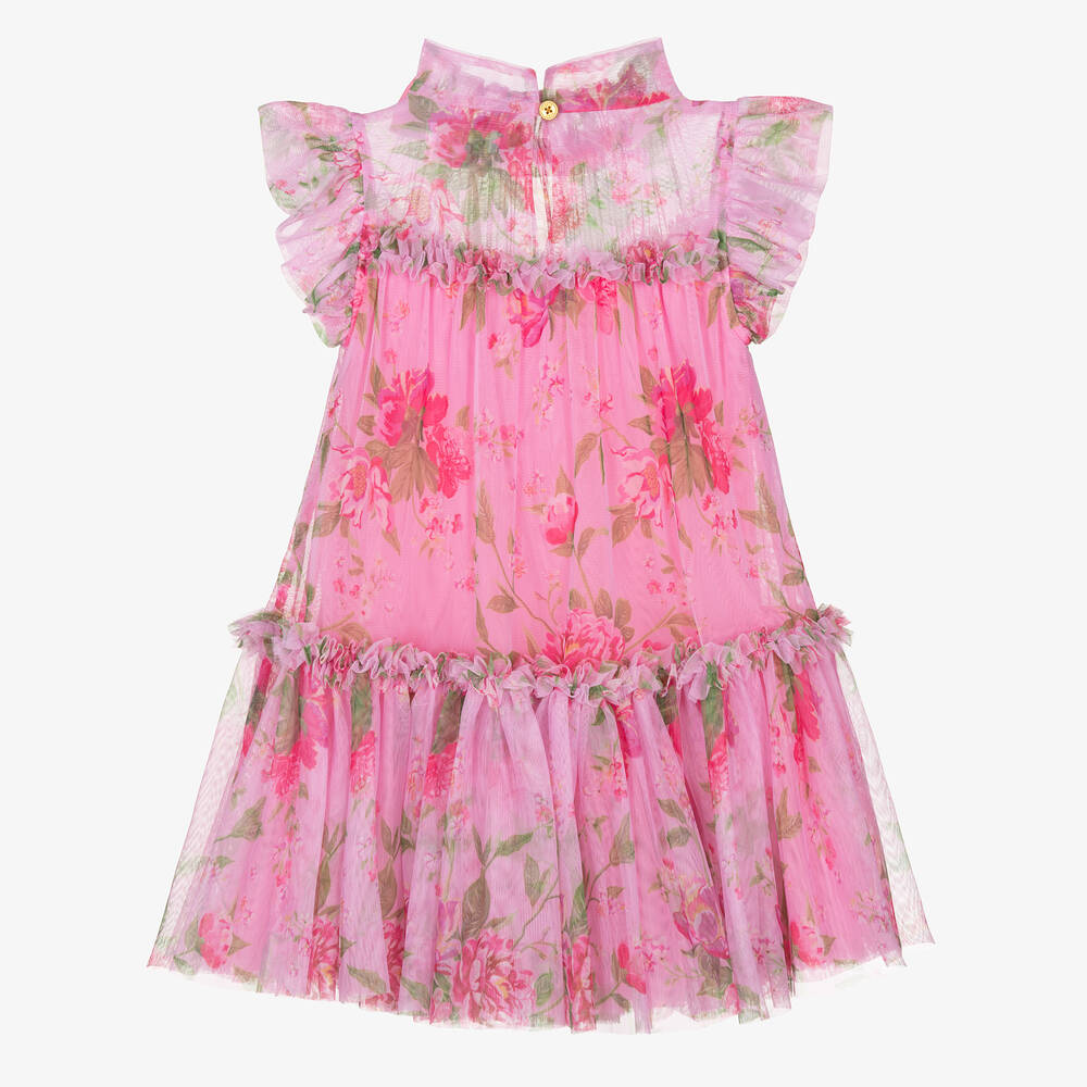 Angel's Face-Girls Pink Floral Tulle Dress | Childrensalon