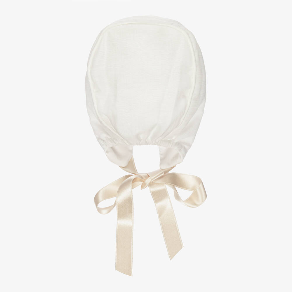 Artesanía Granlei-Baby Girls Ivory Organza & Lace Bonnet | Childrensalon