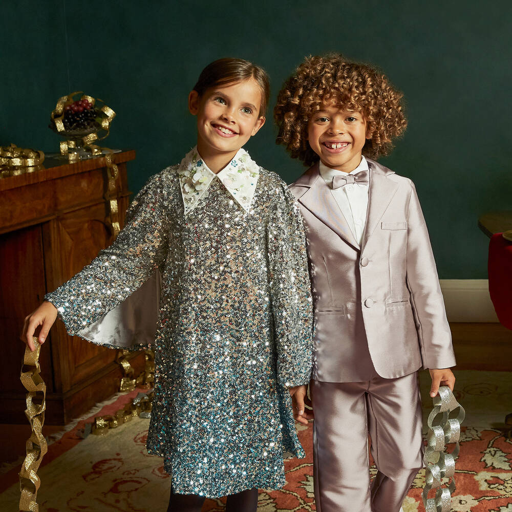 Beatrice & George-Boys Bronze Satin Twill Suit | Childrensalon