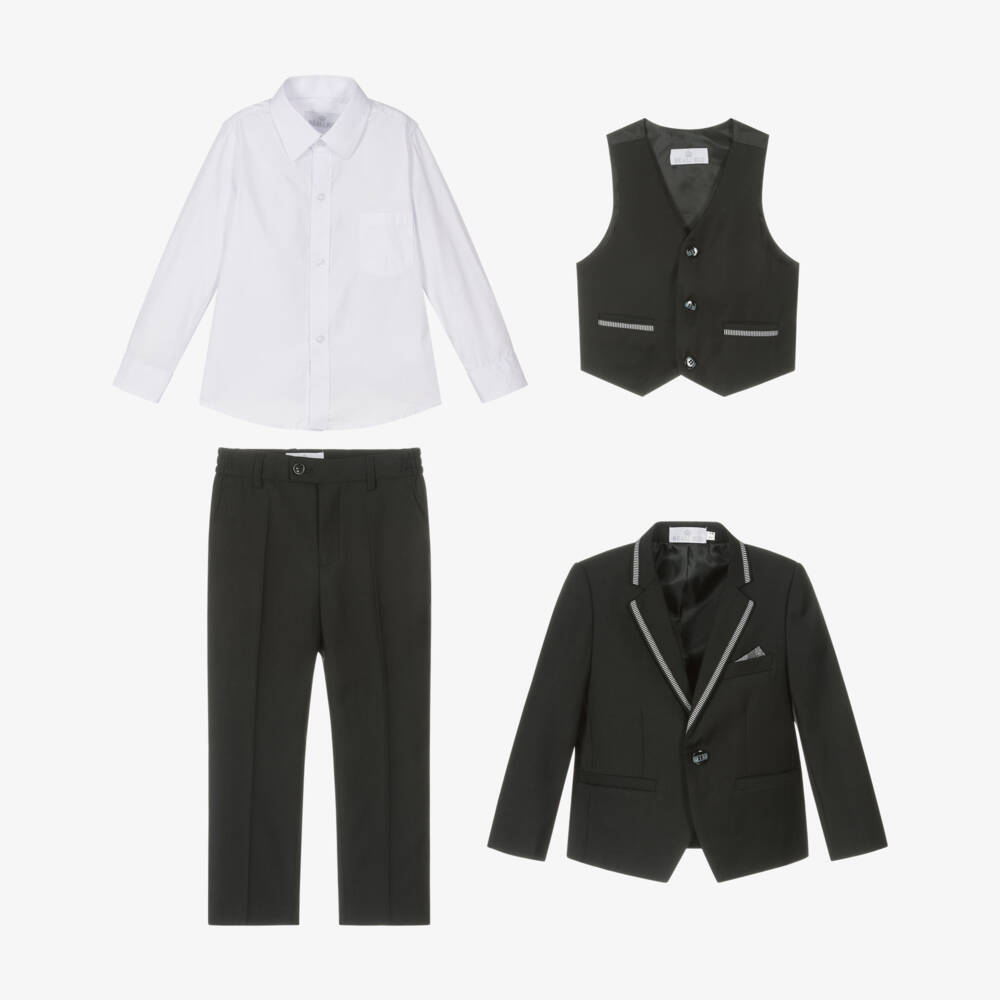 Beau KiD-Boys Black Pocket Square Suit | Childrensalon