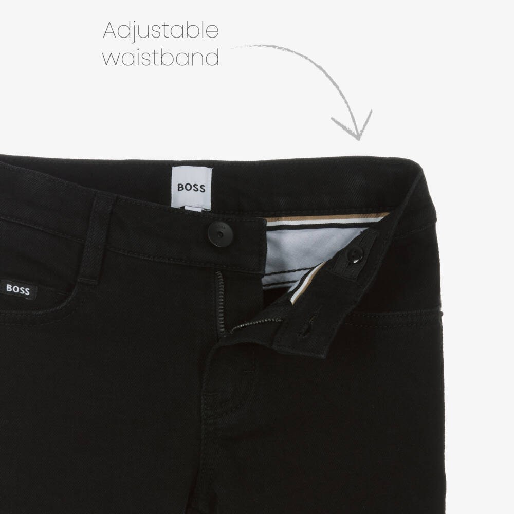 BOSS-Boys Black Denim Slim Fit Jeans | Childrensalon