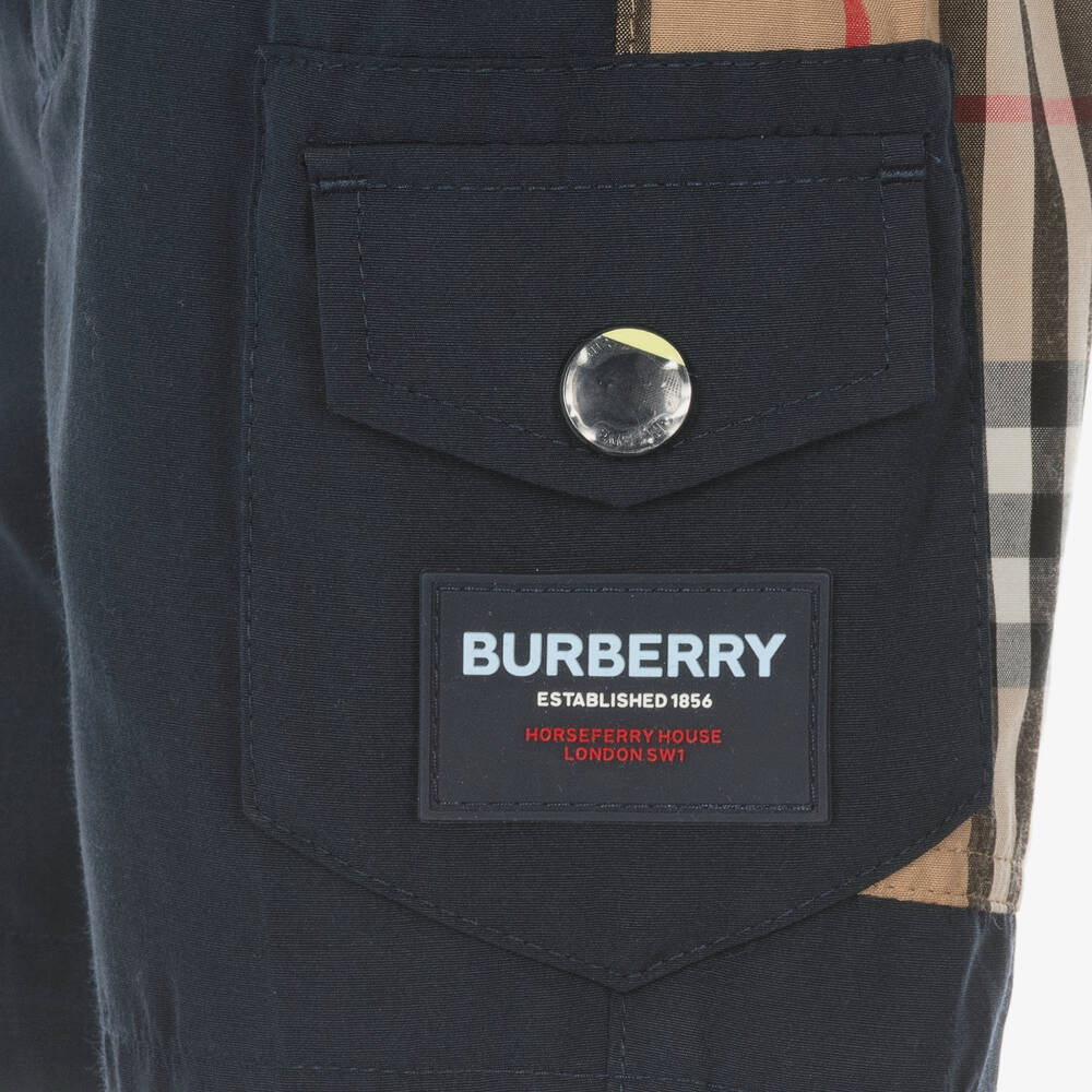 Burberry-Baby Boys Navy Blue Pocket Shorts | Childrensalon