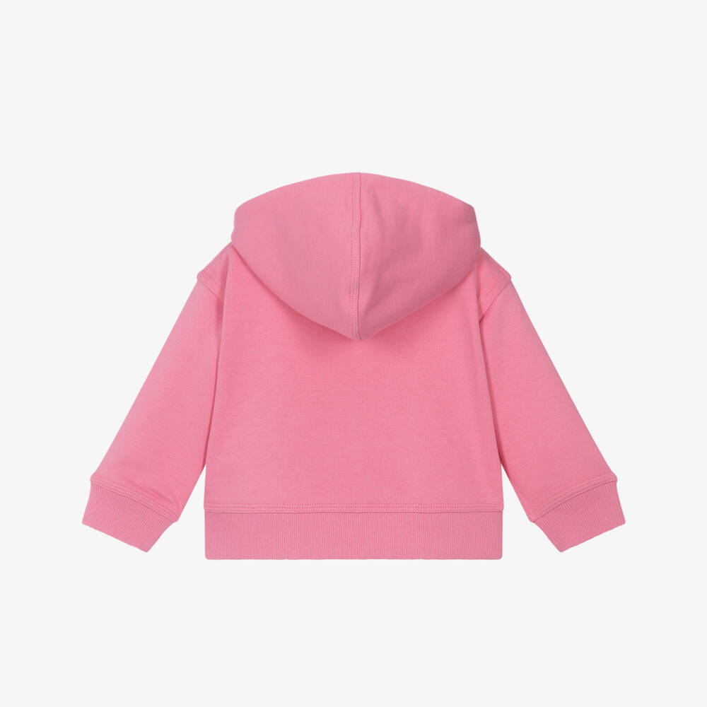 Burberry-Baby Girls Pink Organic Cotton Zip-Up Top | Childrensalon