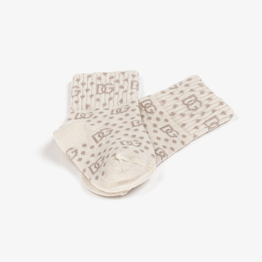 Dolce & Gabbana-Beige Cotton Baby Socks | Childrensalon