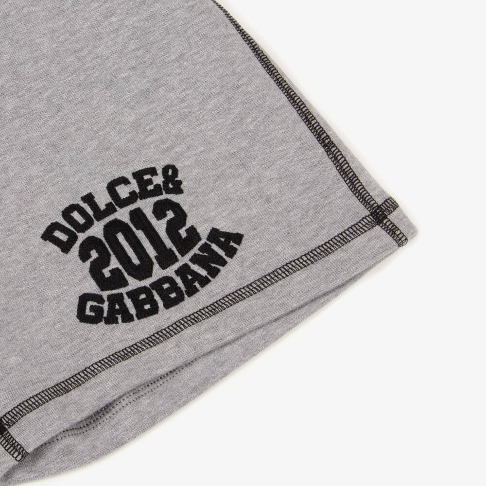 Dolce & Gabbana-Boys Grey Cotton Varsity Logo Shorts | Childrensalon