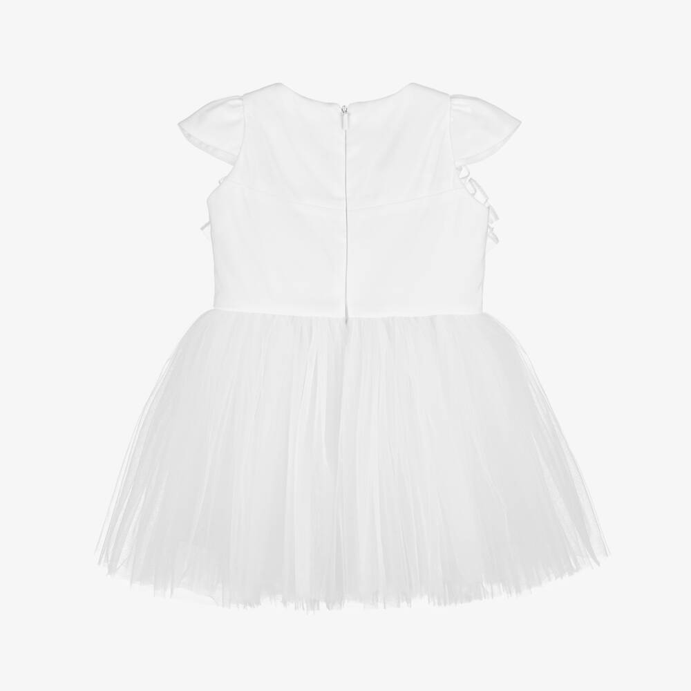 Junona-Girls White Flower Bodice Tulle Dress | Childrensalon