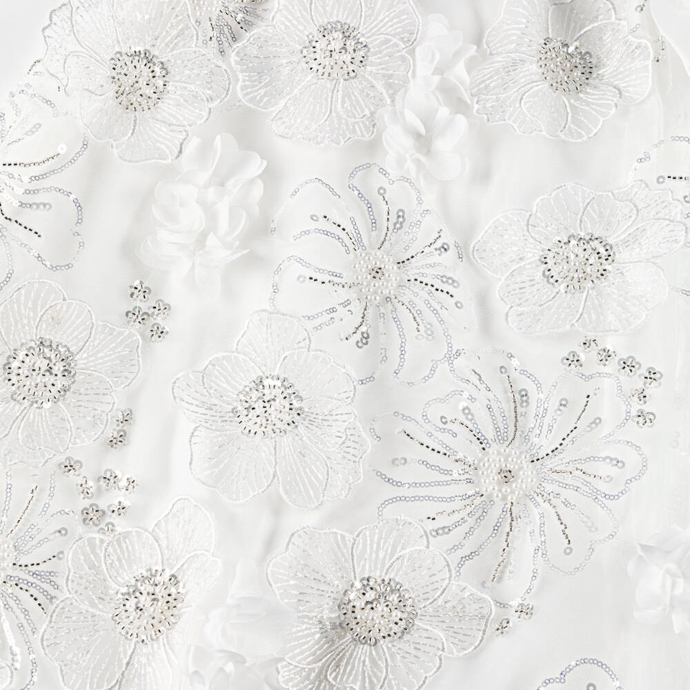 Junona-Girls White Tulle Flower Dress | Childrensalon
