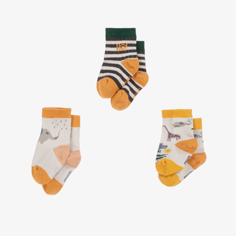 Liewood-Grey Cotton Safari Socks (3 Pack) | Childrensalon