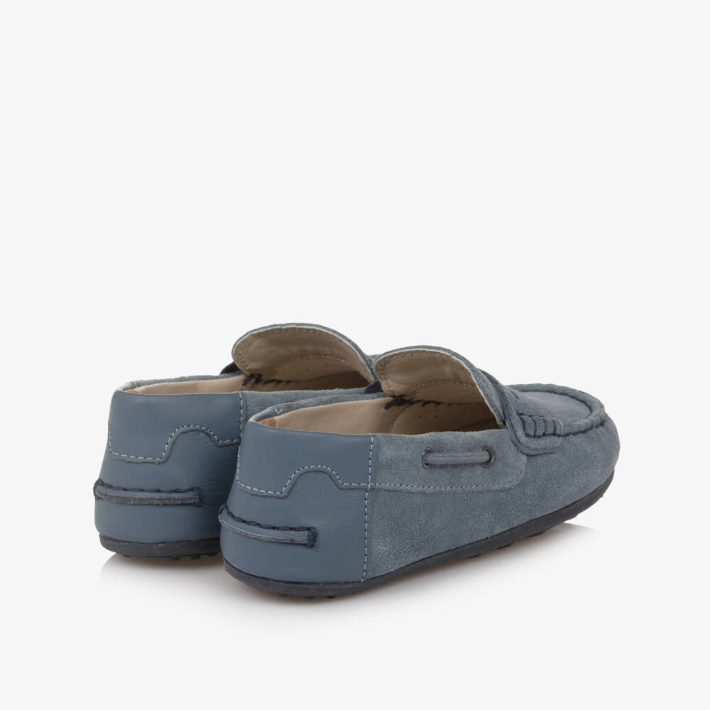 Mayoral-Boys Blue Suede Moccasin Shoes | Childrensalon