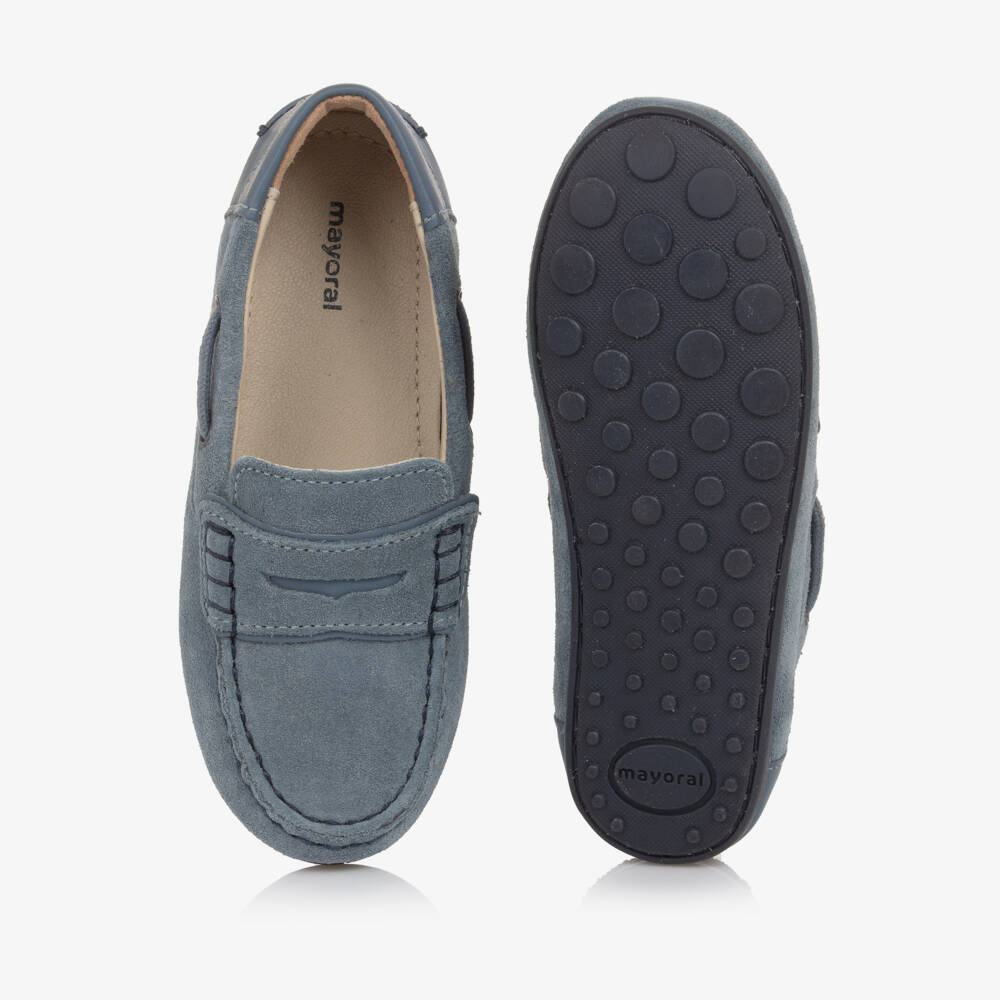Mayoral-Boys Blue Suede Moccasin Shoes | Childrensalon