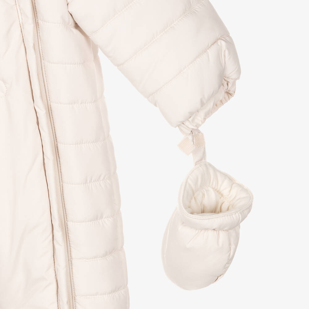 Mayoral Newborn-Ivory Padded Bunny Snowsuit | Childrensalon