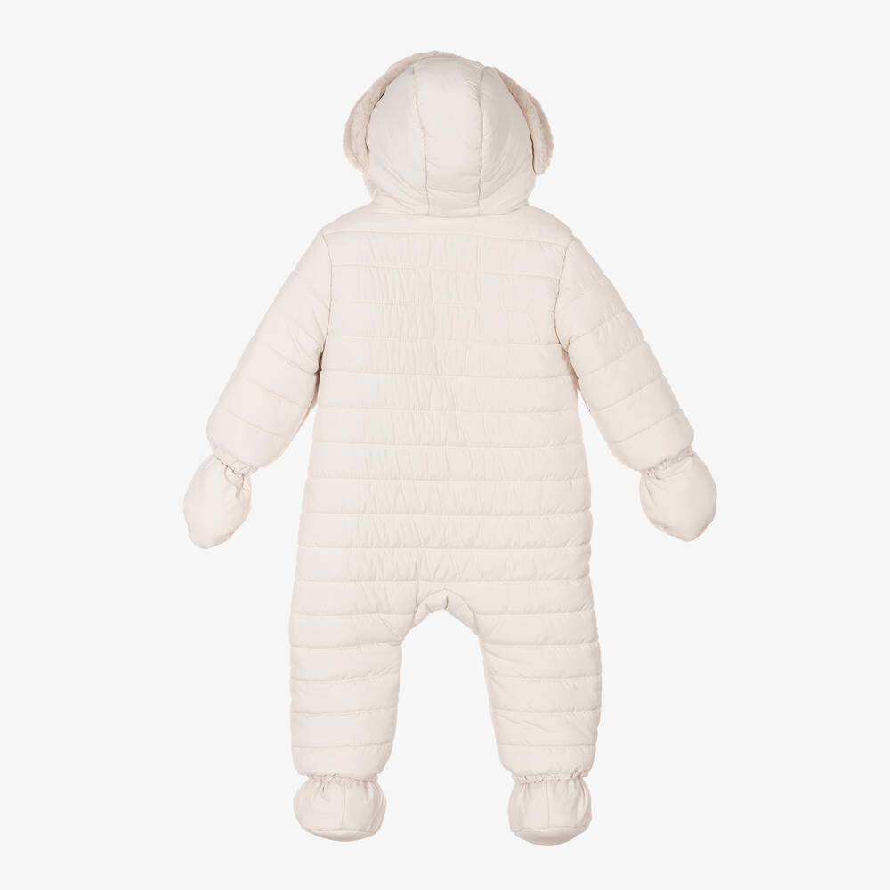 Mayoral Newborn-Ivory Padded Bunny Snowsuit | Childrensalon
