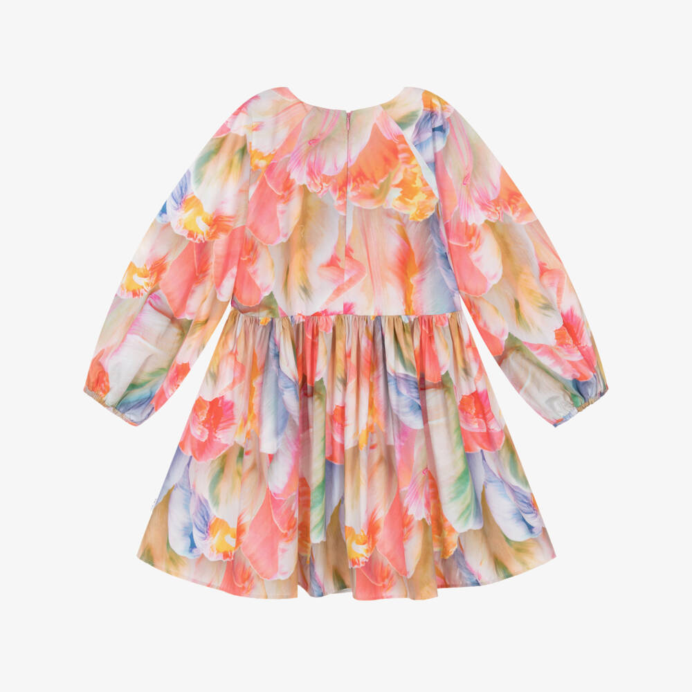 Molo-Girls Pink Cotton Tulips Dress | Childrensalon
