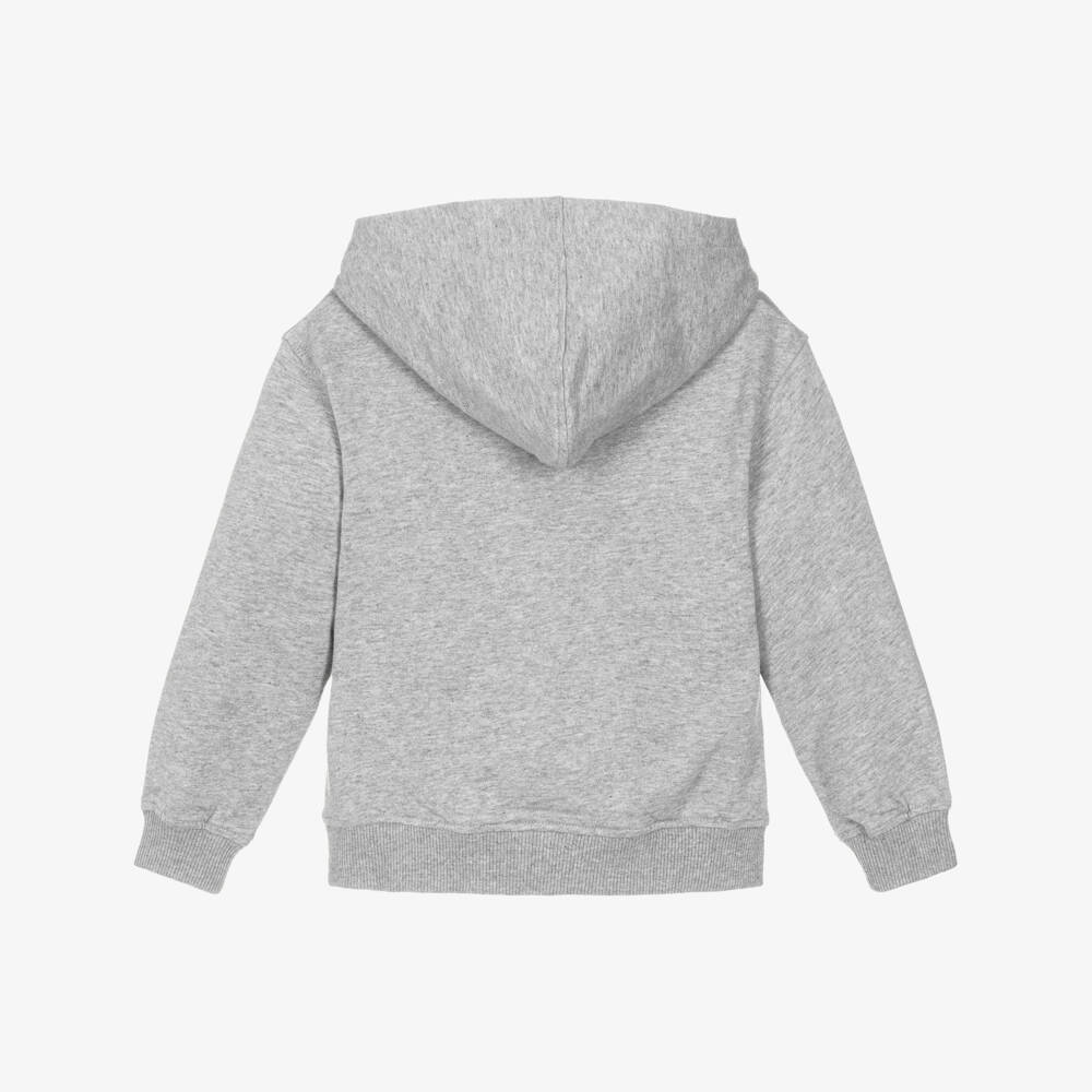 Moschino-Grey Marl Cotton Teddy Bear Logo Hoodie | Childrensalon