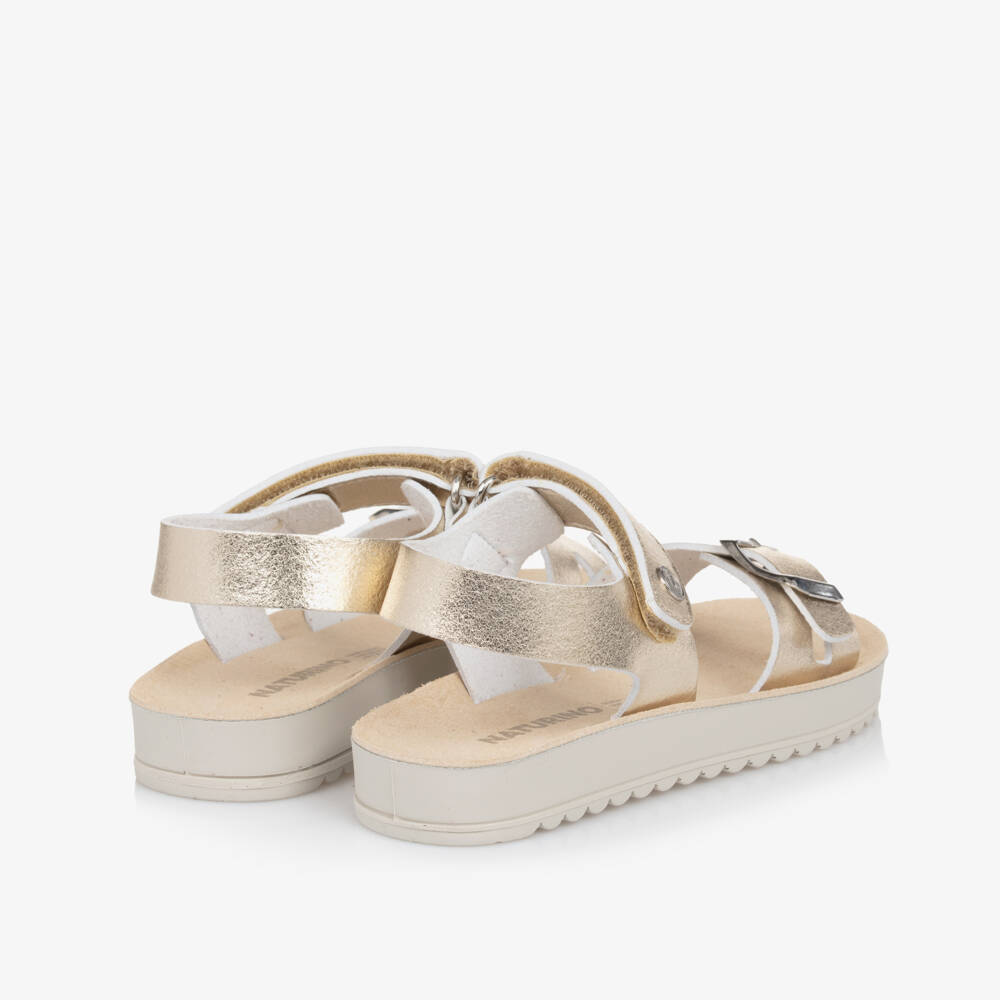 Naturino-Girls Metallic Gold Faux Leather Sandals | Childrensalon