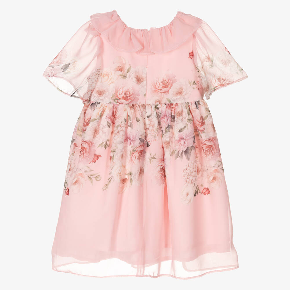 Patachou-Girls Pink Floral Chiffon Dress | Childrensalon