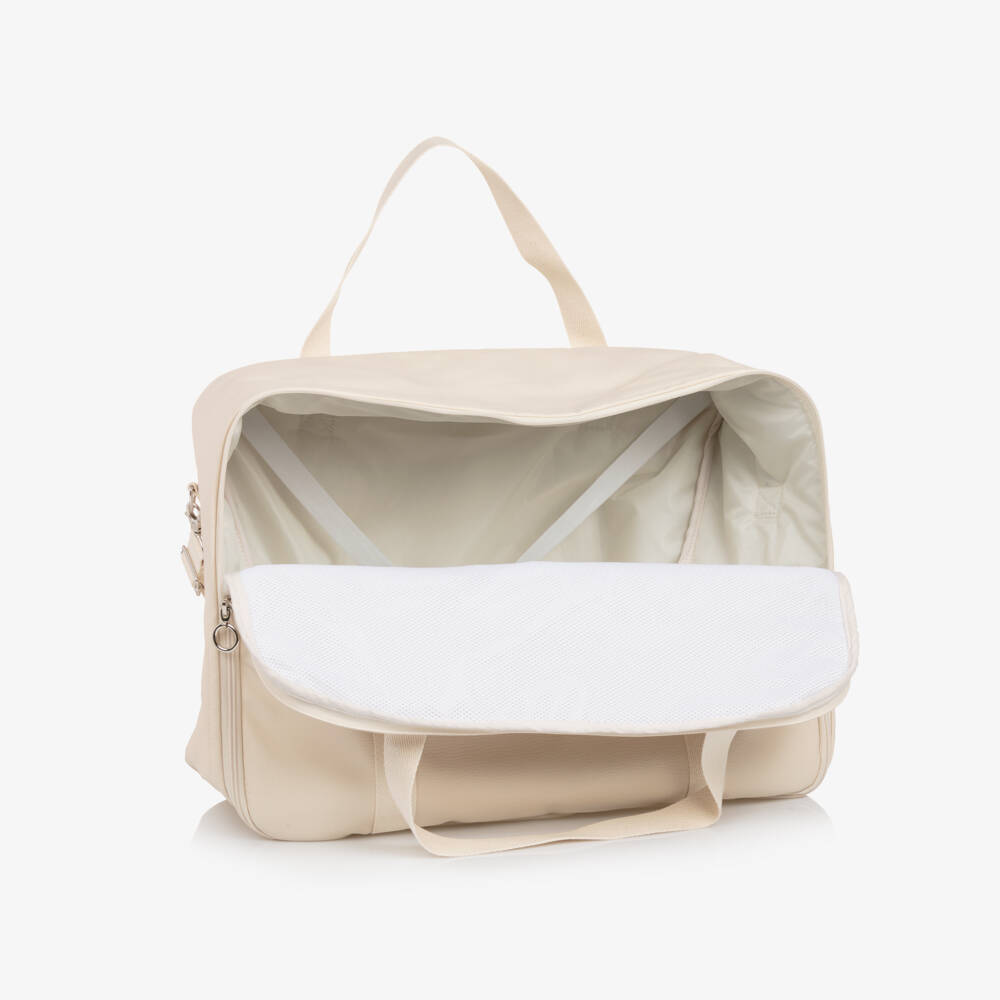 PAZ Rodríguez-Beige Faux Leather Suitcase with Toiletry Bag & Mat (45cm) | Childrensalon