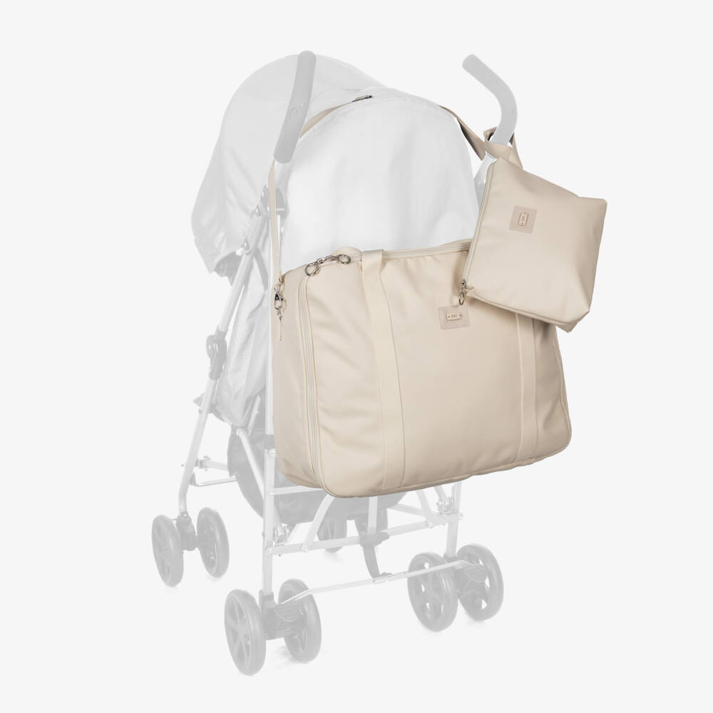PAZ Rodríguez-Beige Faux Leather Suitcase with Toiletry Bag & Mat (45cm) | Childrensalon