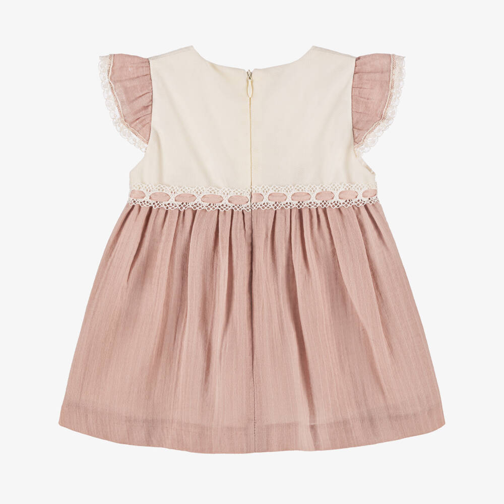 PAZ Rodríguez-Girls Ivory & Pink Cotton Dress | Childrensalon