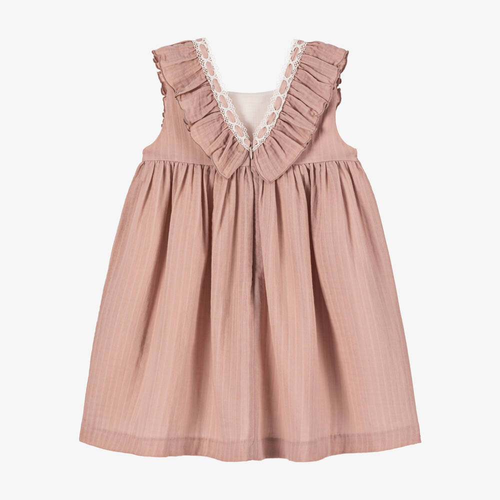 PAZ Rodríguez-Girls Pink Cotton Ruffle Dress | Childrensalon