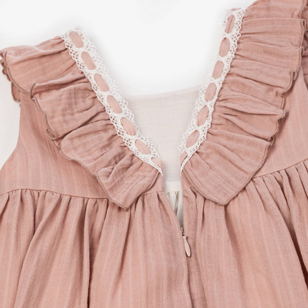 PAZ Rodríguez-Girls Pink Cotton Ruffle Dress | Childrensalon