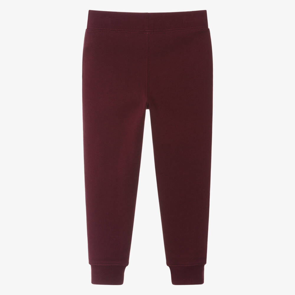 Ralph Lauren-Boys Burgundy Red Cotton Pony Logo Joggers | Childrensalon