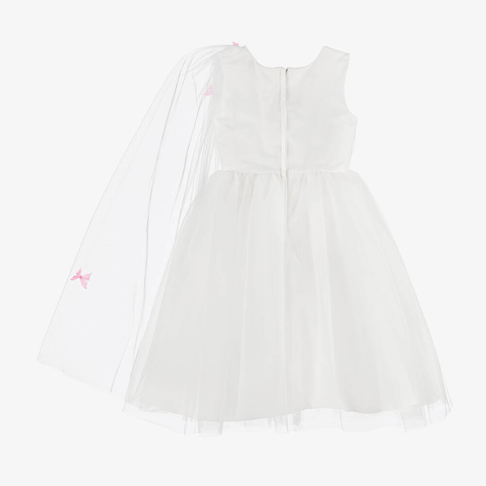 Sevva-Girls Ivory & Pink Butterfly Tulle Dress | Childrensalon