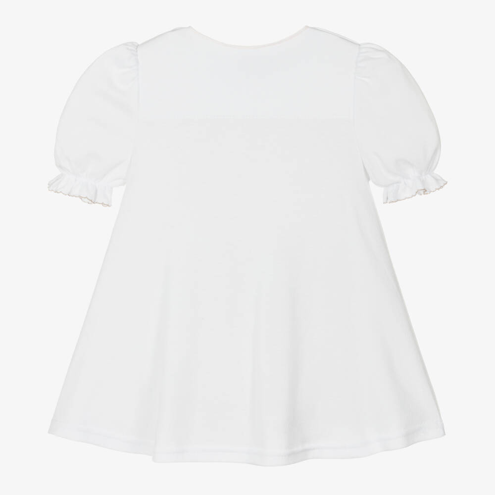Sofija-Baby Girls White Cotton Floral Print Dress | Childrensalon