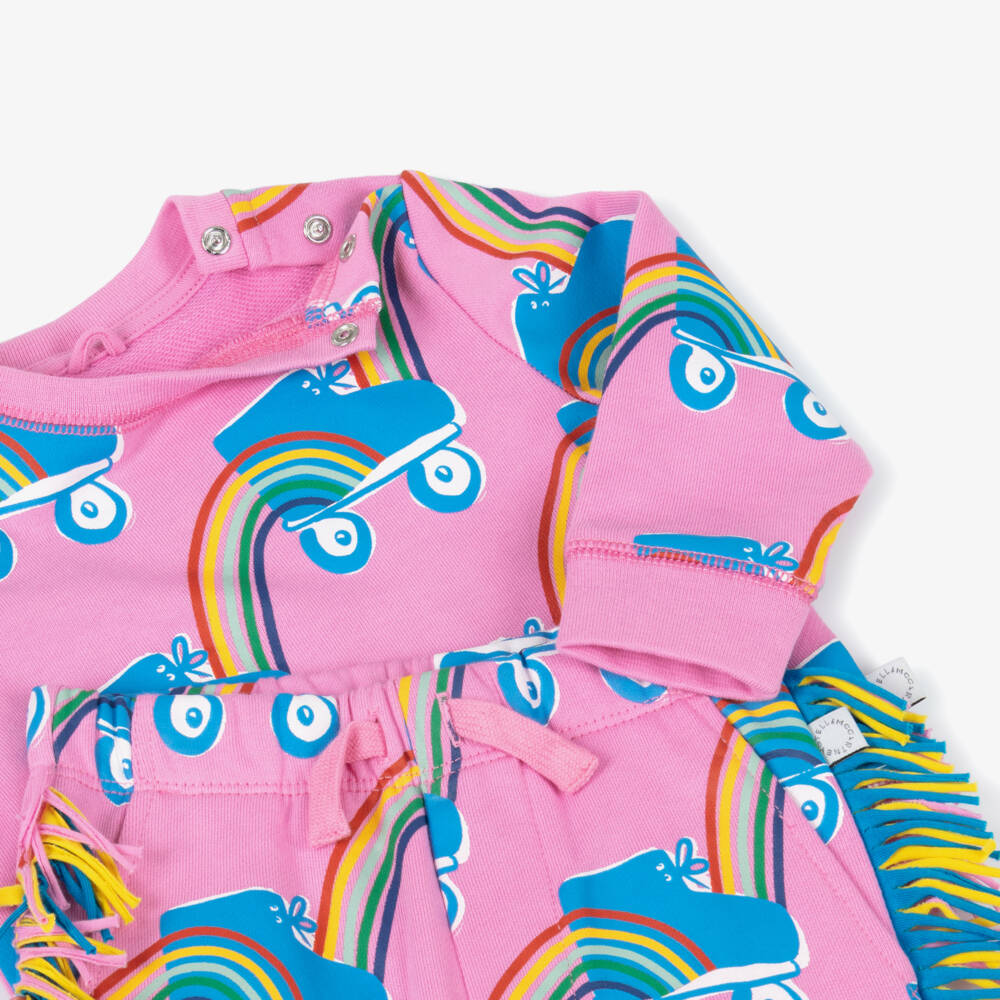 Stella McCartney Kids-Baby Girls Pink Roller Skate Cotton Tracksuit | Childrensalon