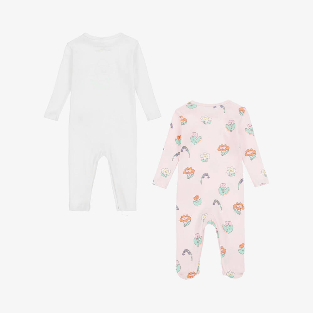 Stella McCartney Kids-Girls Pink & White Cotton Babysuit Set | Childrensalon