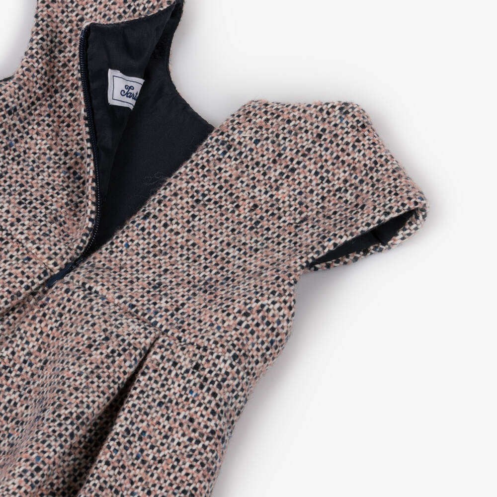 Tartine et Chocolat-Girls Pink & Blue Tweed Sleeveless Dress | Childrensalon