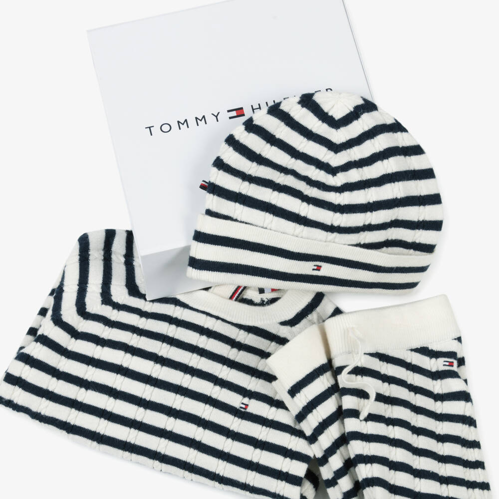 Tommy Hilfiger-Blue Striped Knitted Trouser Set | Childrensalon