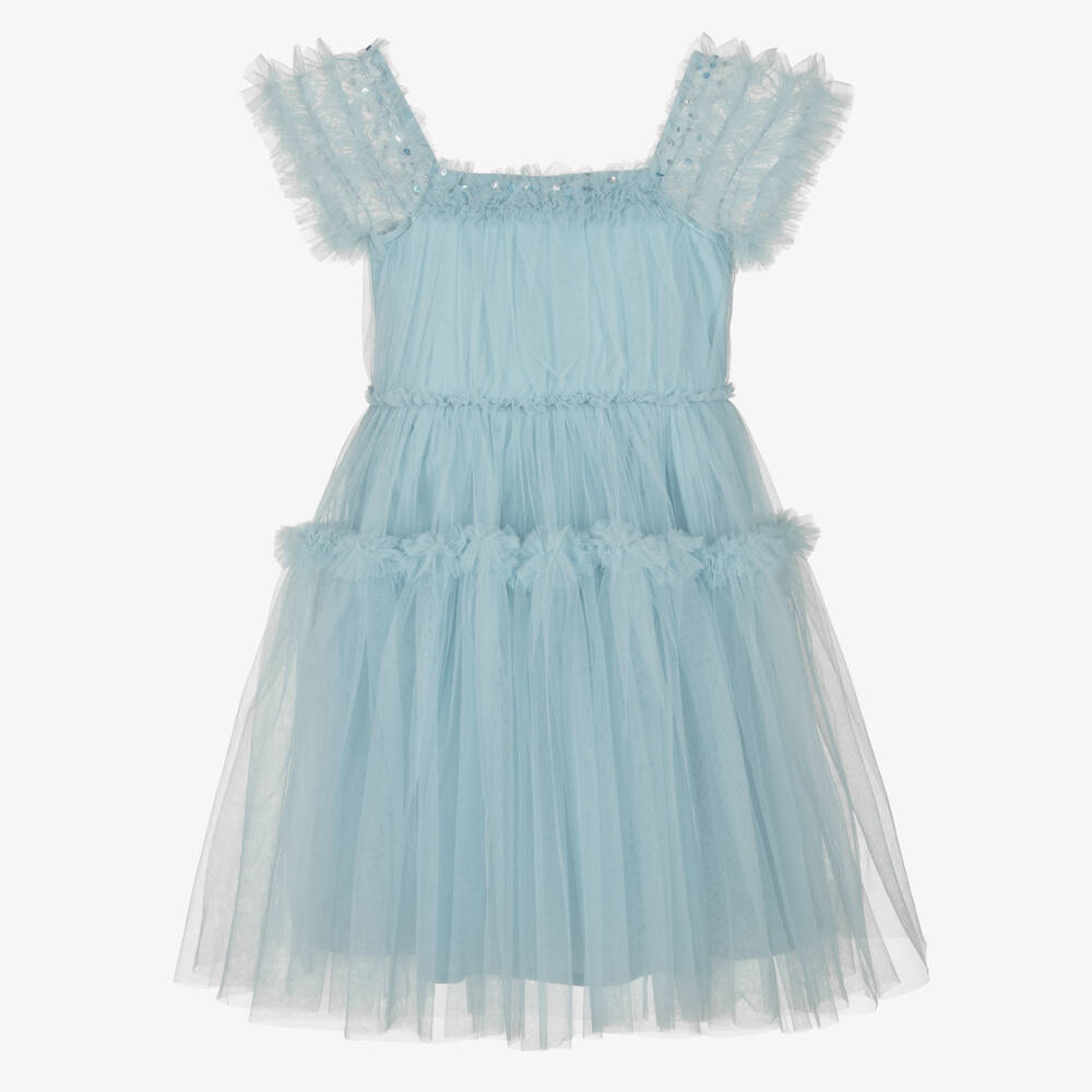 Tutu du Monde-Girls Blue Tulle Ruffles Dress | Childrensalon