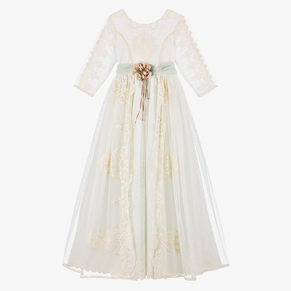 Abuela Tata-Girls Ivory Tulle Ceremony Dress | Childrensalon