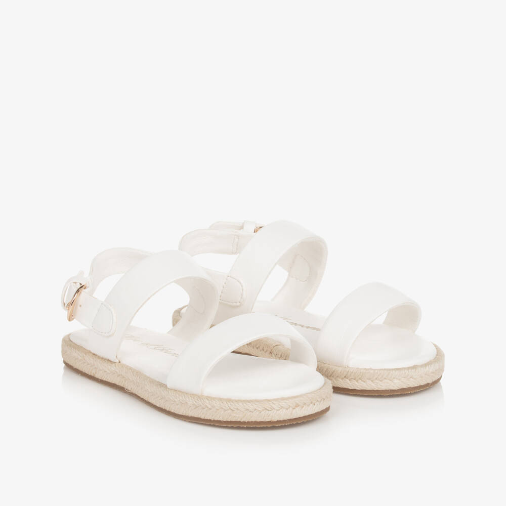 Age of Innocence-Girls White Leather Sandals | Childrensalon