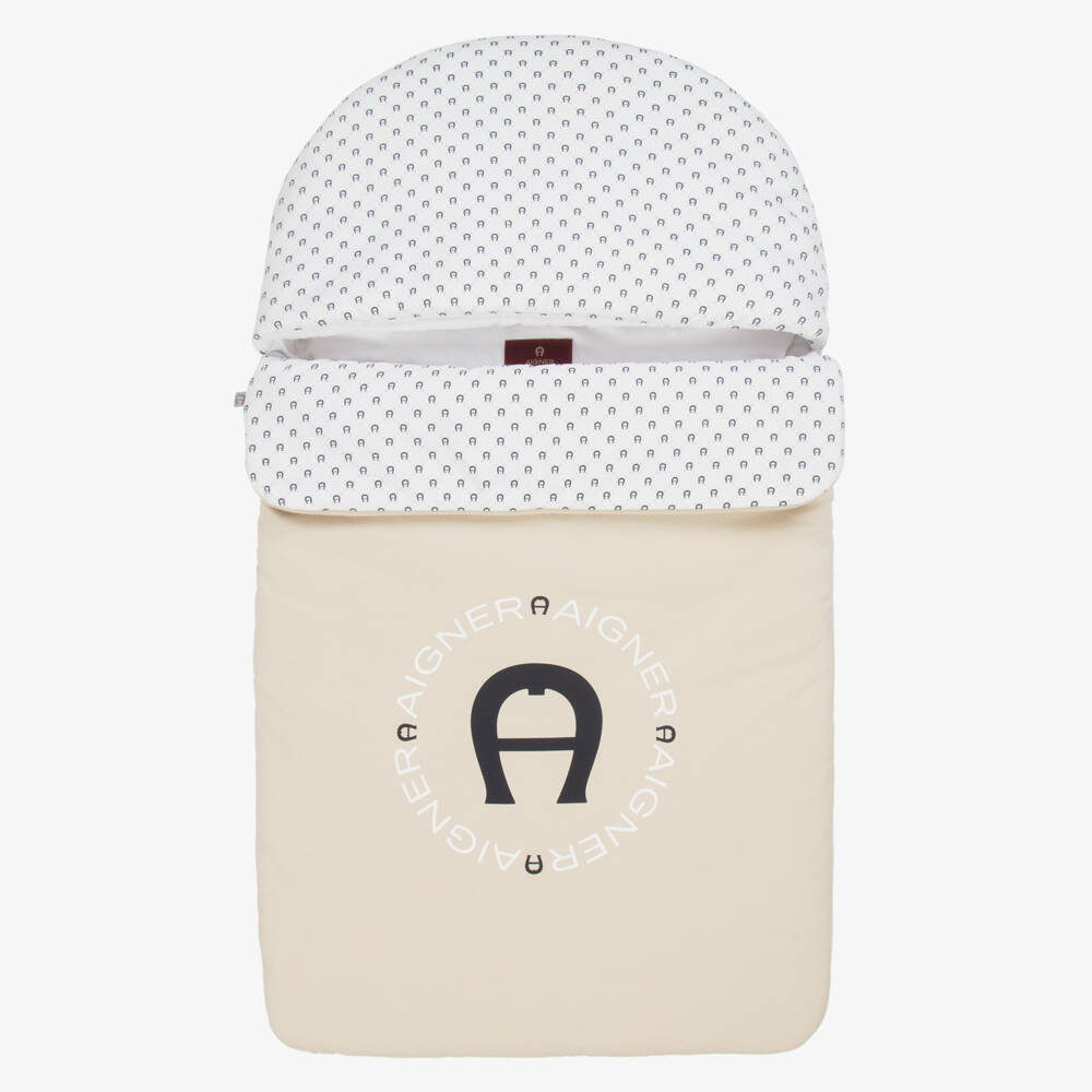 AIGNER-Baby Boys Beige Pima Cotton Padded Nest (74cm) | Childrensalon