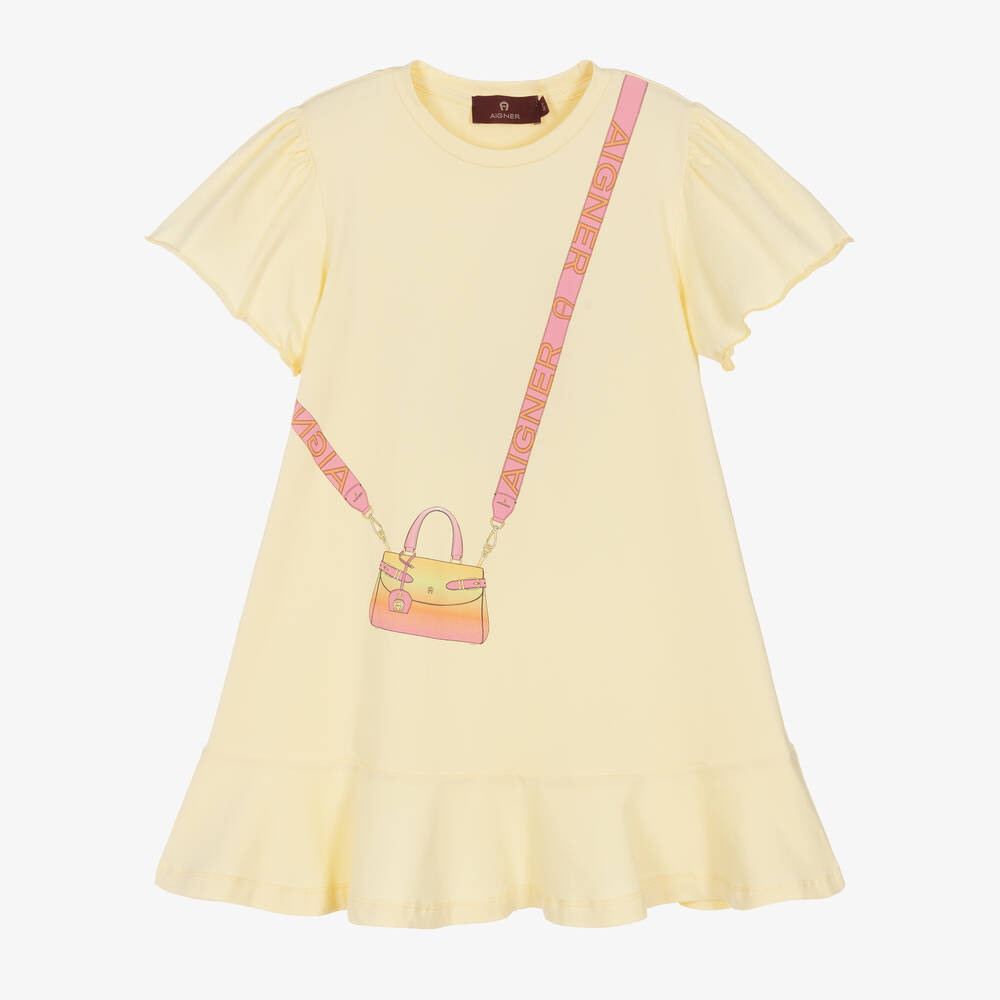 AIGNER-Girls Yellow Cotton Handbag Dress | Childrensalon