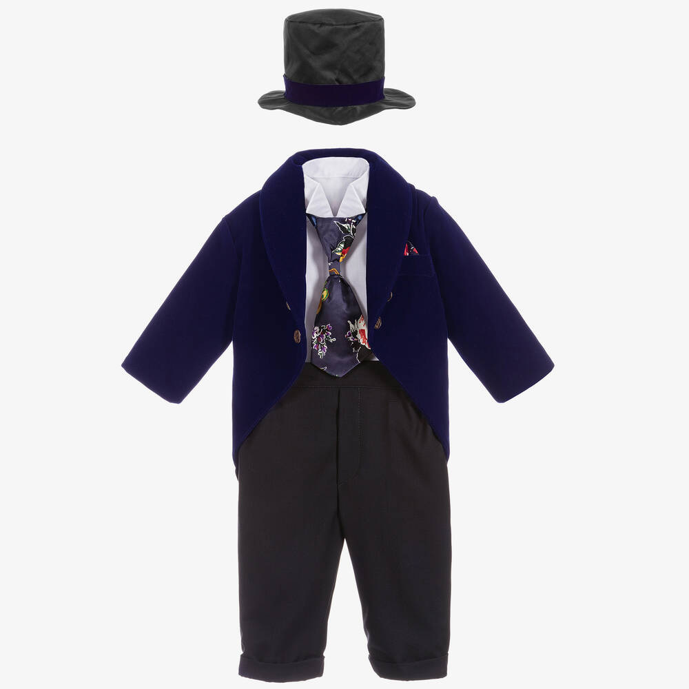 Andreeatex-Boys Blue Velvet Suit  | Childrensalon