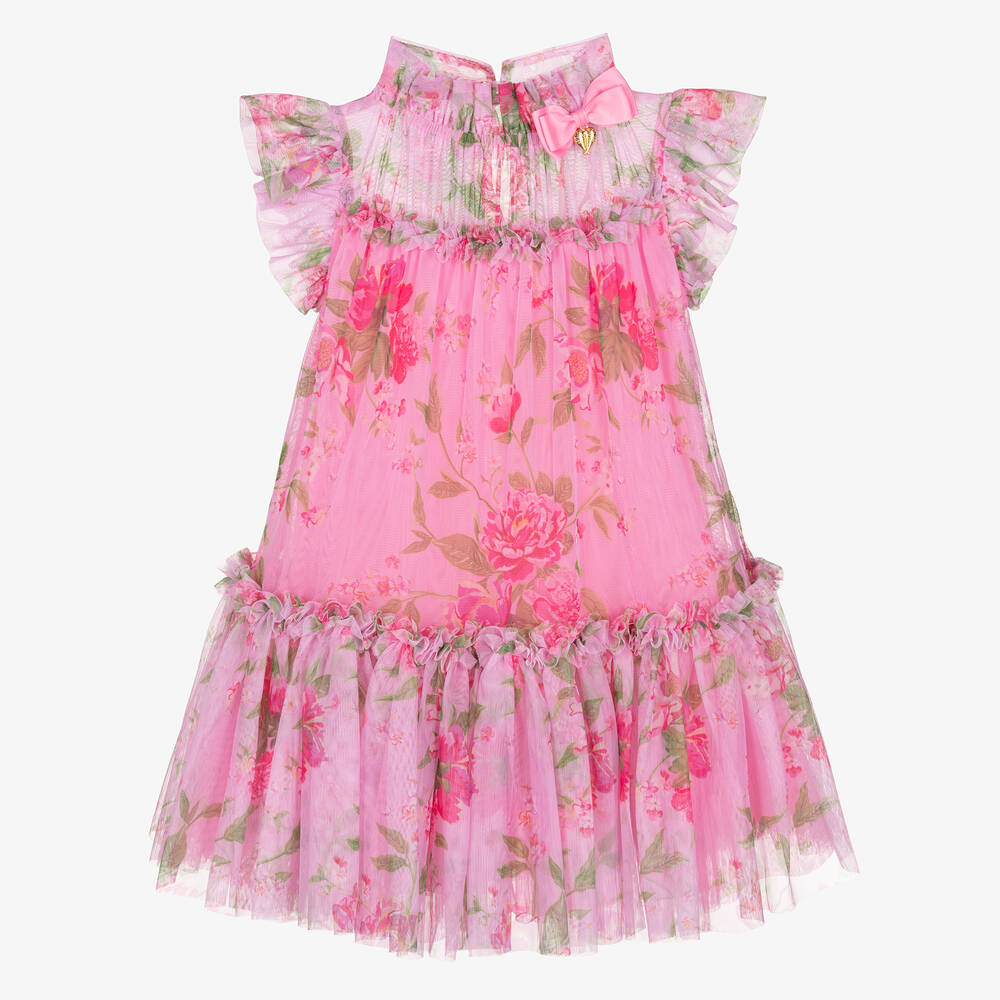 Angel's Face-Girls Pink Floral Tulle Dress | Childrensalon