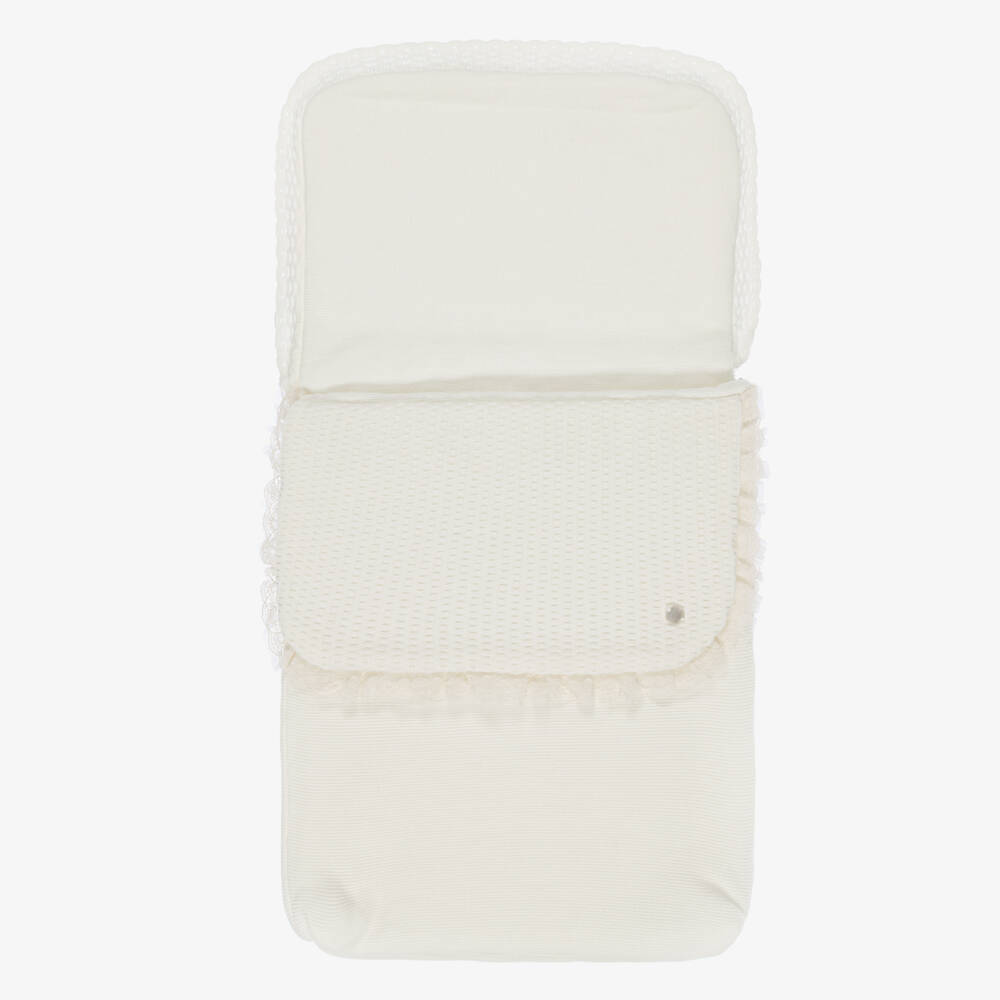 Artesanía Granlei-Ivory Knitted Baby Nest with Lace Trim (70cm) | Childrensalon
