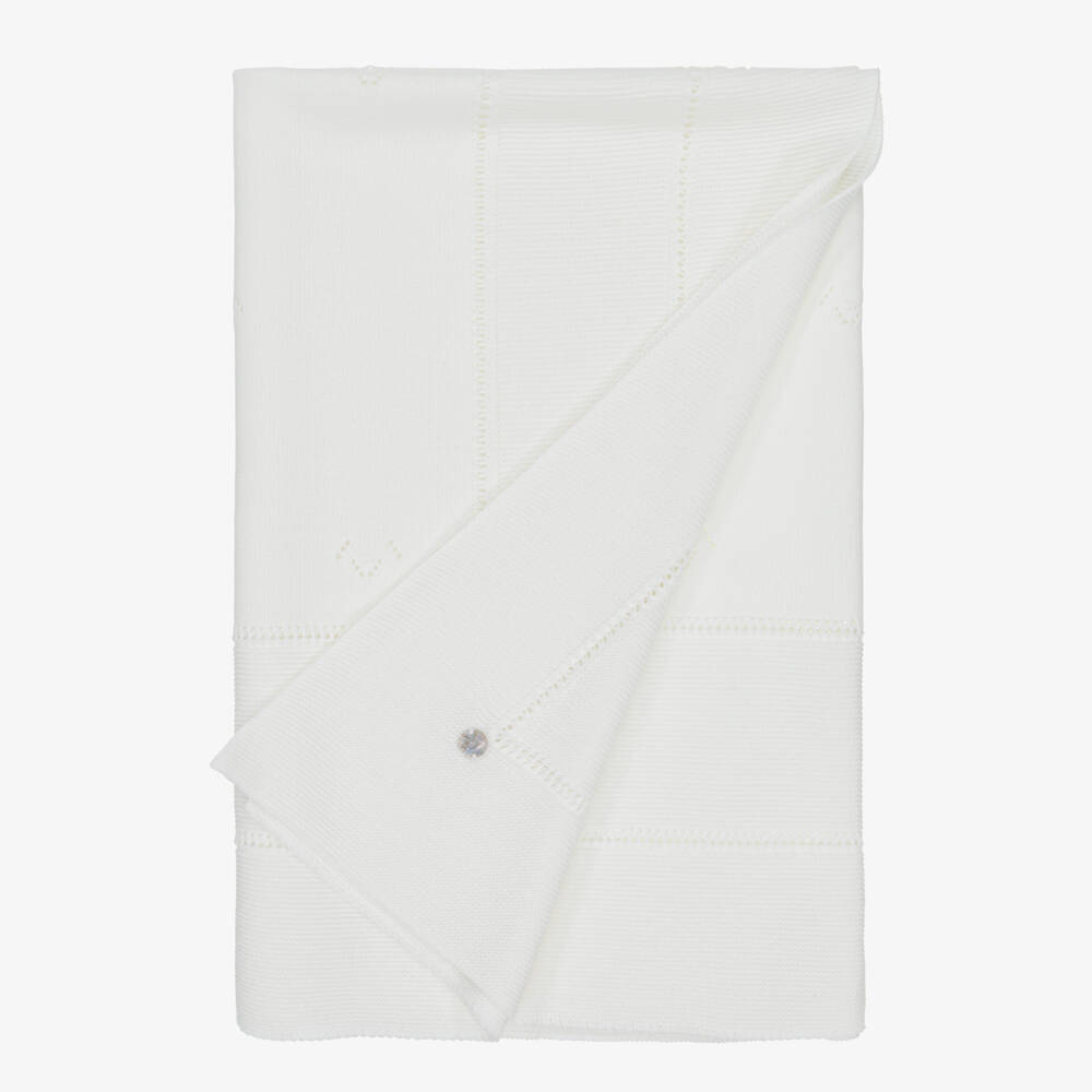 Artesanía Granlei-Ivory Openwork Knitted Baby Blanket (106cm) | Childrensalon