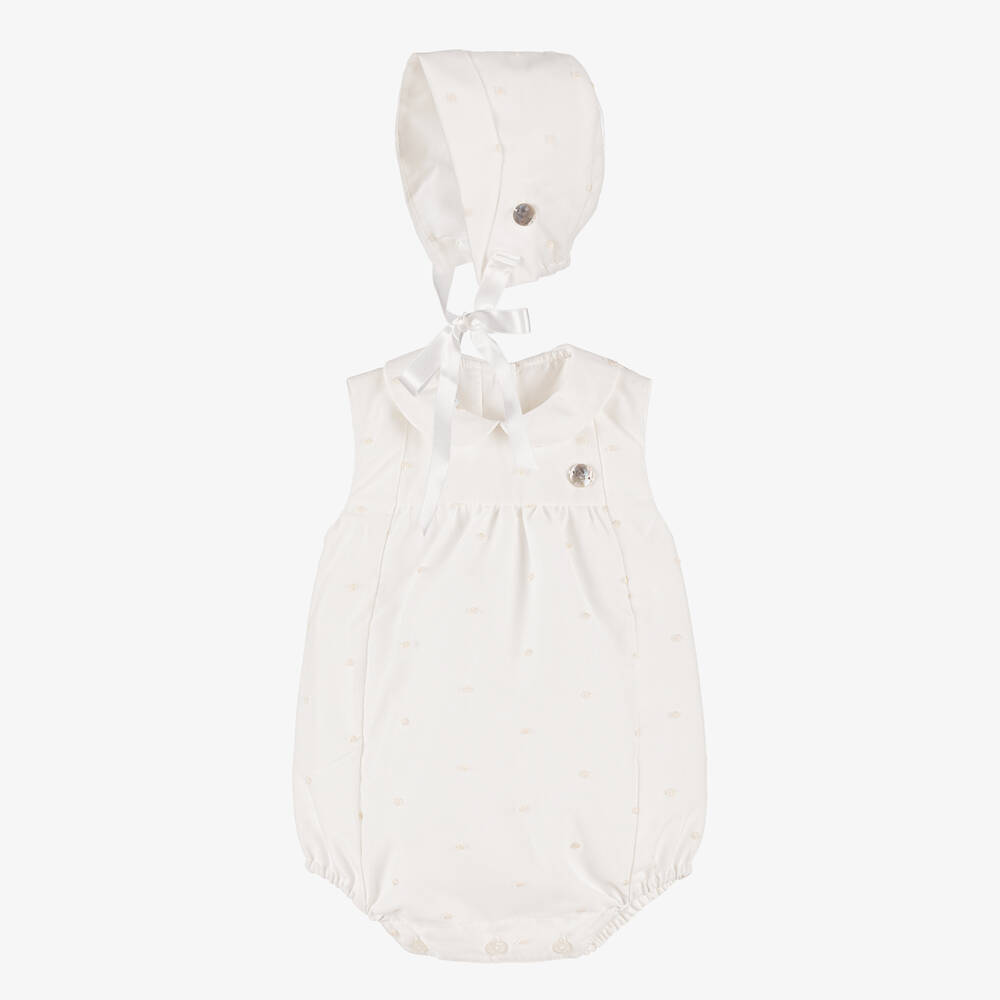 Artesanía Granlei-White Tulle Polka Dot Shortie Set | Childrensalon