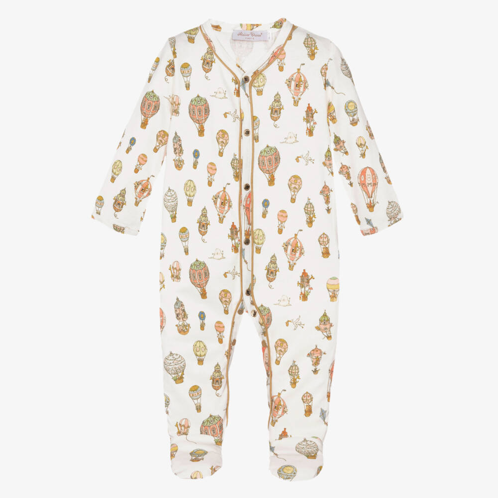 Atelier Choux Paris-Ivory Cotton Balloons Babygrow | Childrensalon
