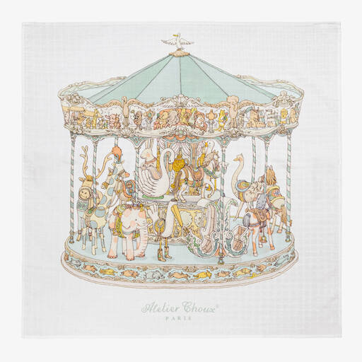 Atelier Choux Paris-Ivory & Green Carousel Swaddle (97cm) | Childrensalon