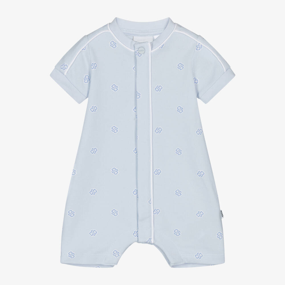 BOSS-Baby Boys Blue Cotton Piqué Shortie | Childrensalon