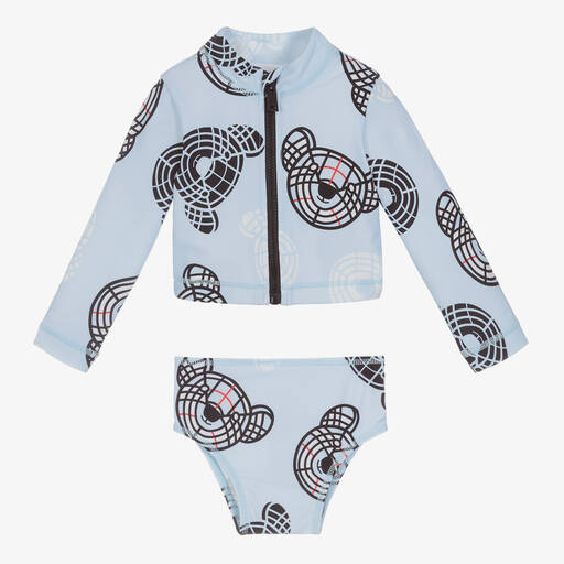 Burberry-Baby Girls Blue Thomas Bear Tankini | Childrensalon