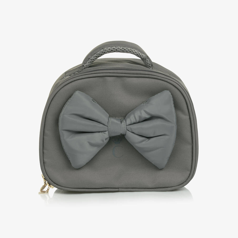Caramelo Kids-Girls Grey Bow Lunch Bag (25cm) | Childrensalon
