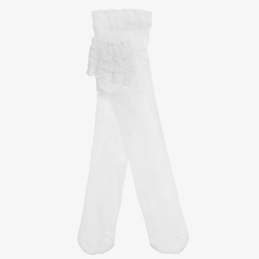 Carlomagno-Baby Girls White Microfibre Tights | Childrensalon